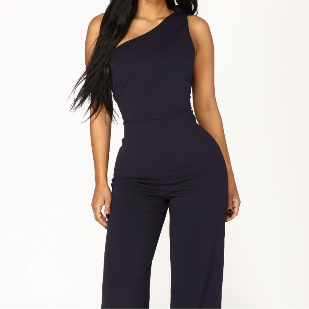Fashion Nova Midnight Blue Asymmetrical Jumpsuit
